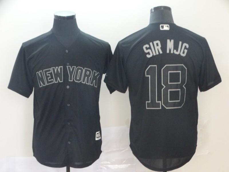 Men New York Yankees #18 Sir Mjg Black MLB Jerseys->new york yankees->MLB Jersey